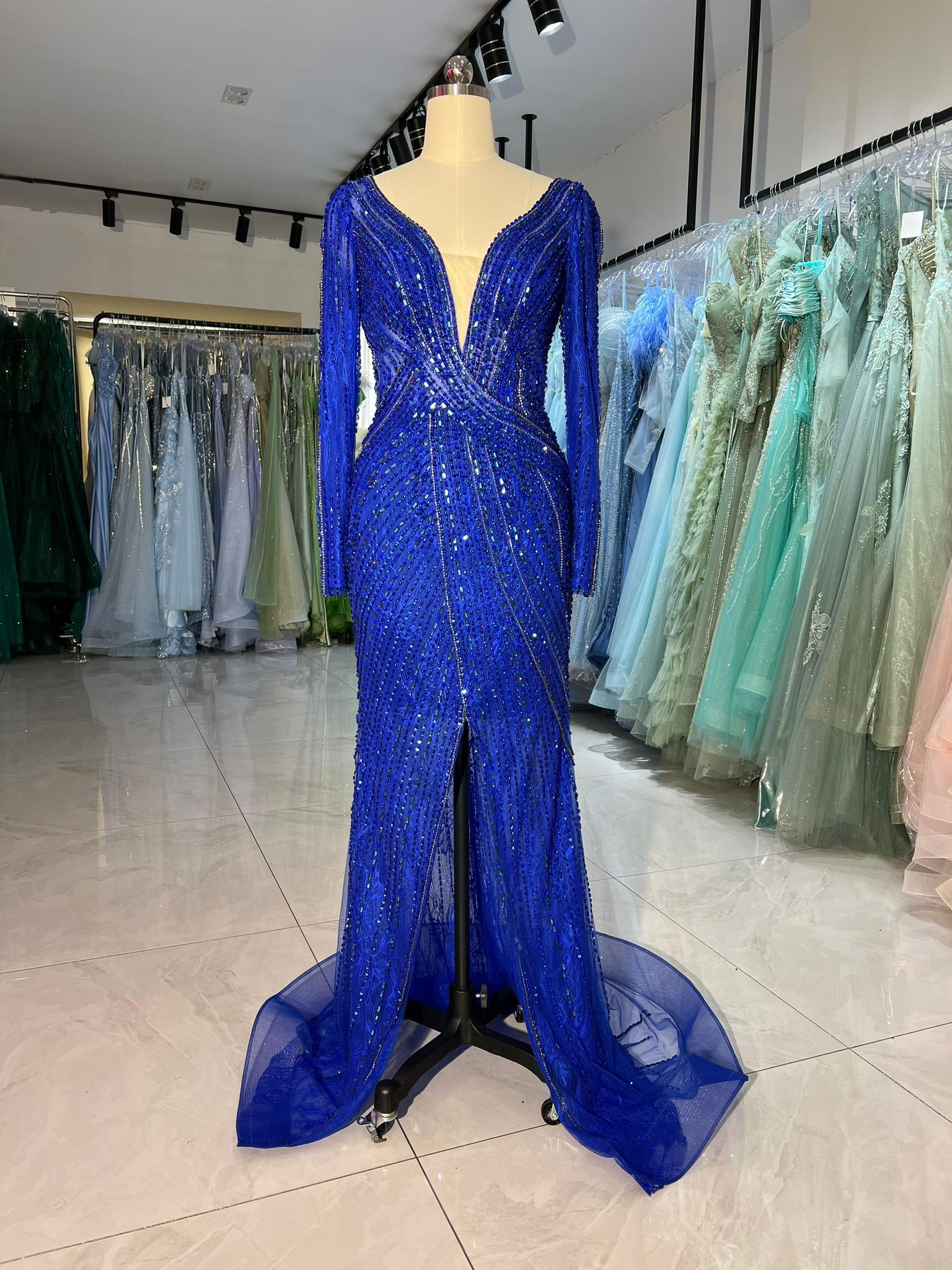 Royal blue evening gown